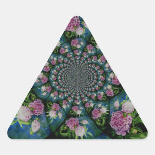 Pegatina Triangular Mandala de color de agua floral de peones blancos 