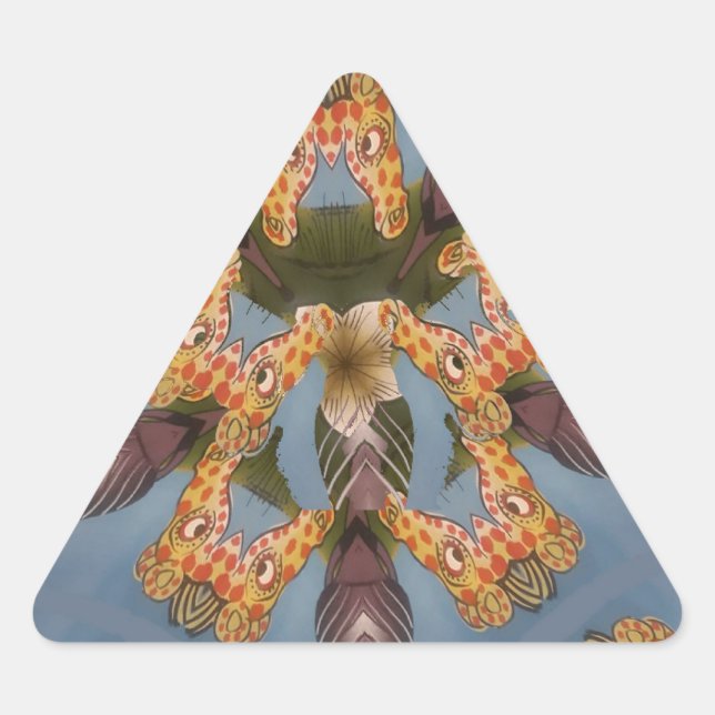 Pegatina Triangular Mandalá de jirafa caleidoscopio: Arte abstracto de (Anverso)