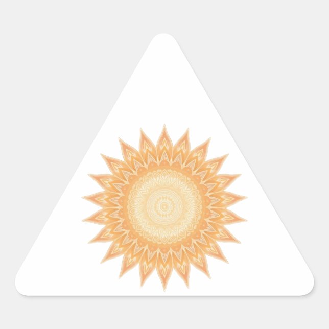Pegatina Triangular "Mandala del girasol dorado - la luz dentro de ti" (Anverso)