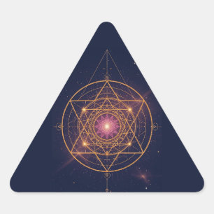 Pegatina Triangular Mandala Luminoso de Armonía Dorada