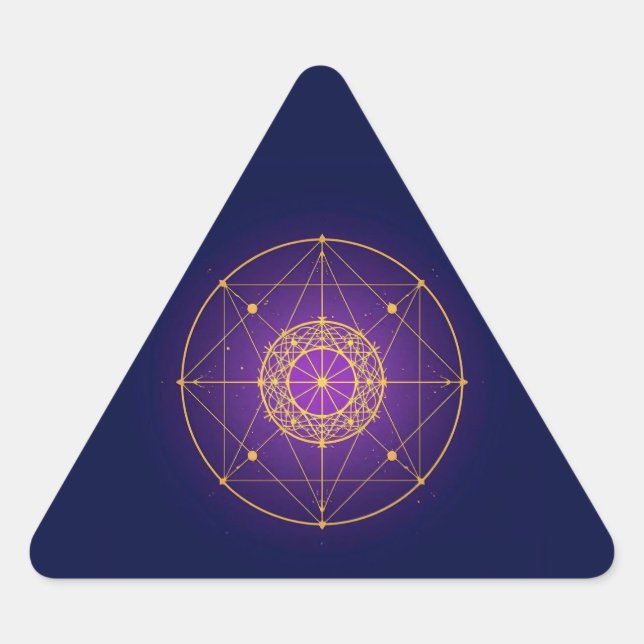 Pegatina Triangular Mandala Sagrado Celestial – Geometría Mística (Anverso)