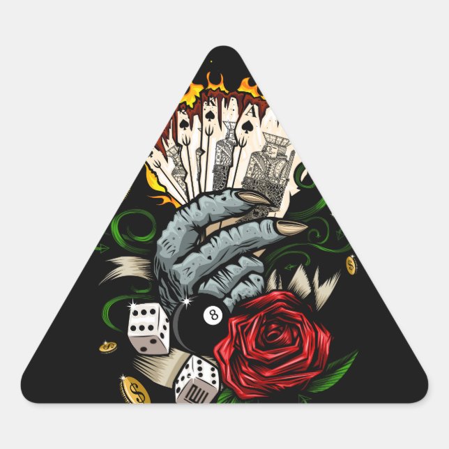 Pegatina Triangular Mano De Tarjetas (Anverso)