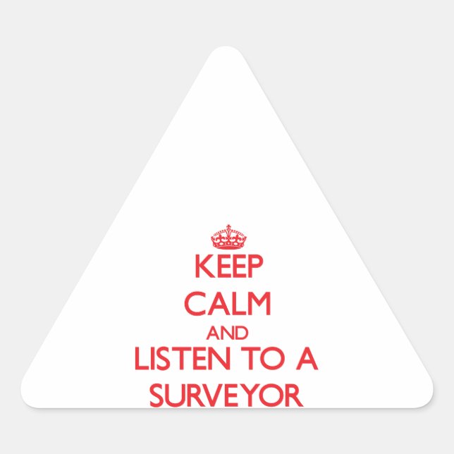 Pegatina Triangular Mantén la calma y escucha a un vigilante (Anverso)