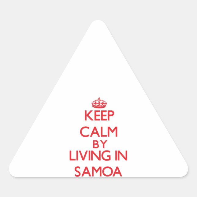 Pegatina Triangular Mantener la calma viviendo en Samoa (Anverso)