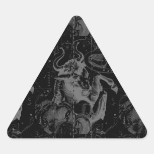 Pegatina Triangular Mapa de Constelación de Taurus Hevelius 1690 en ne
