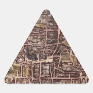 Pegatina Triangular Mapa de la ciudad de Réplica de La Haya 1649