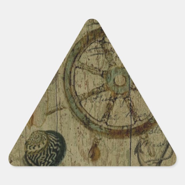 Pegatina Triangular Maravillas de Rustic Coastal Navigator Náutico (Anverso)