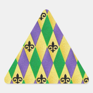 Pegatina Triangular Mardi Gras Harlequin Fleur De Lis