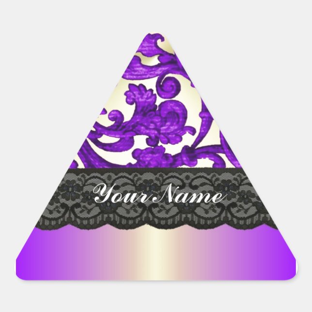 Pegatina Triangular Mármol morado y dorado (Anverso)