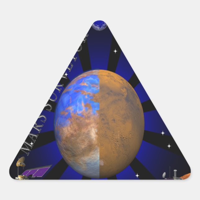 Pegatina Triangular Mars Surveyor '98 (Anverso)