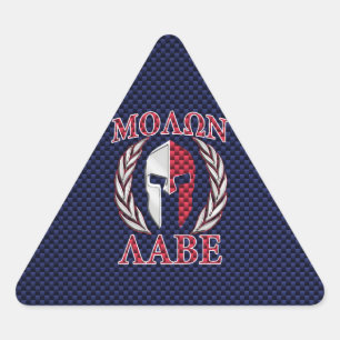 Pegatina Triangular Máscara de Guerrero Molon Labe Azul Impresión de F