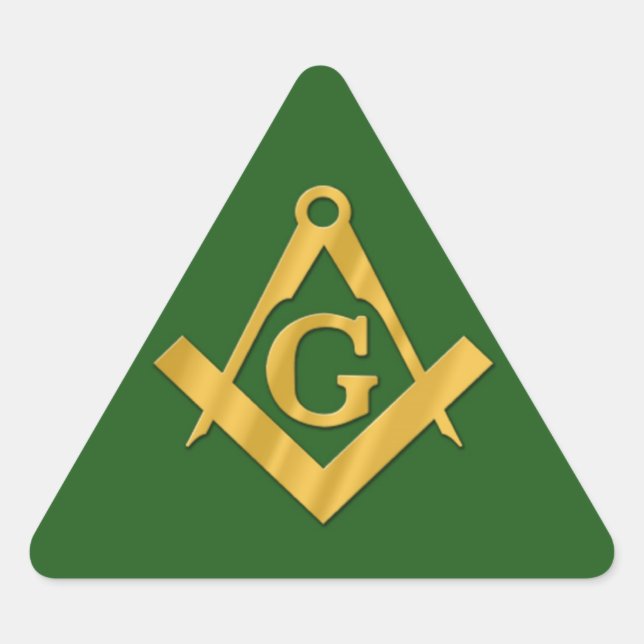 Pegatina Triangular Mason Masonic sobre el verde (Anverso)