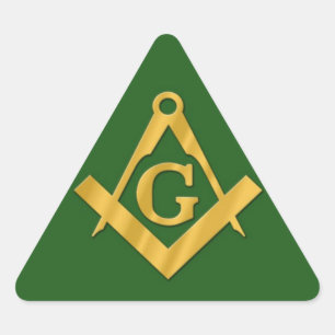 Pegatina Triangular Mason Masonic sobre el verde