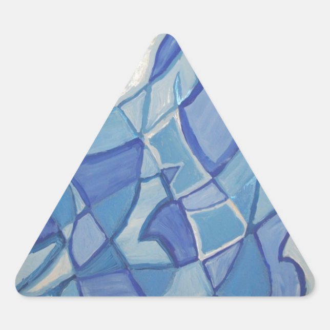 Pegatina Triangular Material gráfico abstracto de color azul claro ori (Anverso)