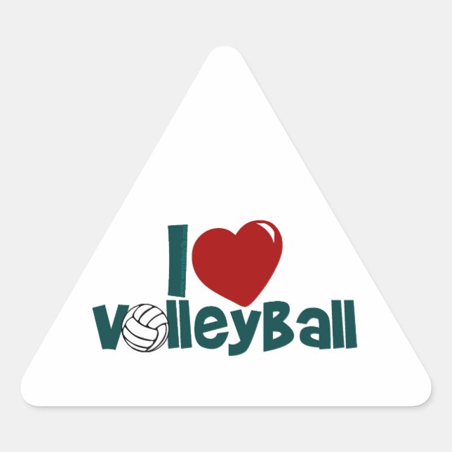 Pegatina Triangular Me encanta el voleibol (Anverso)