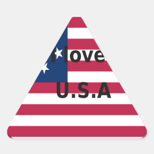 Pegatina Triangular Me encanta la estampa de arte del corazón patrióti
