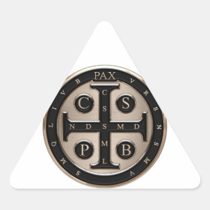 Pegatina Triangular Medalla de San Benedicto
