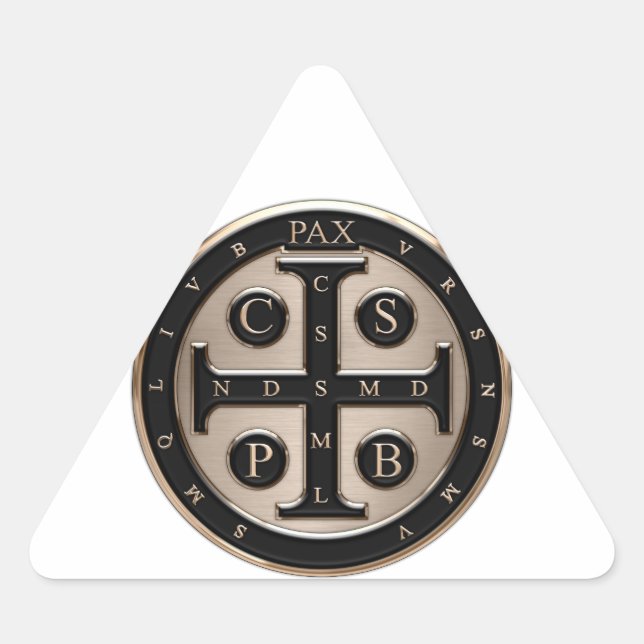Pegatina Triangular Medalla de San Benedicto (Anverso)