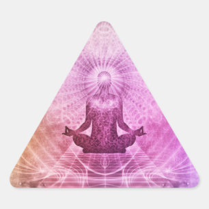 Pegatina Triangular Medición espiritual del yoga Lotus Pose