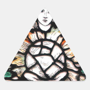 Pegatina Triangular Meditación en Colores: Arte de Vidrio Pintado y Es