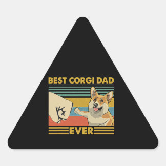 Pegatina Triangular Mejor Amanecer Vintage de Corgi Dad