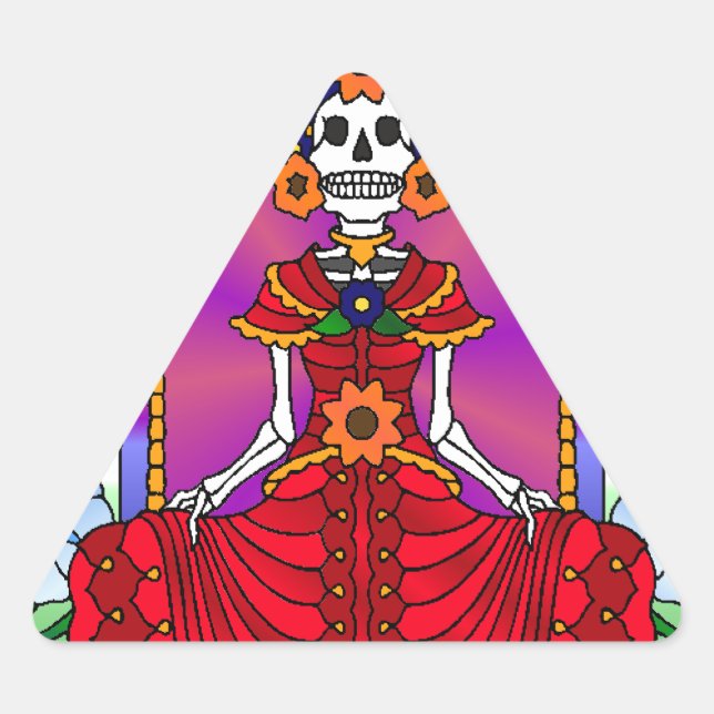 Pegatina Triangular Mejor Calavera de Azúcar para Vendedores (Anverso)