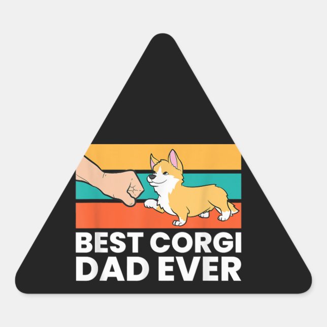 Pegatina Triangular Mejor Corgi Dad (Anverso)