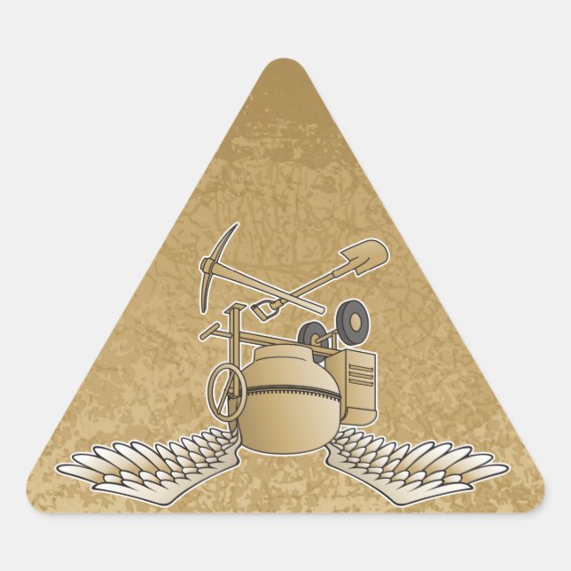 Pegatina Triangular Mezclador de hormigón beige (Anverso)