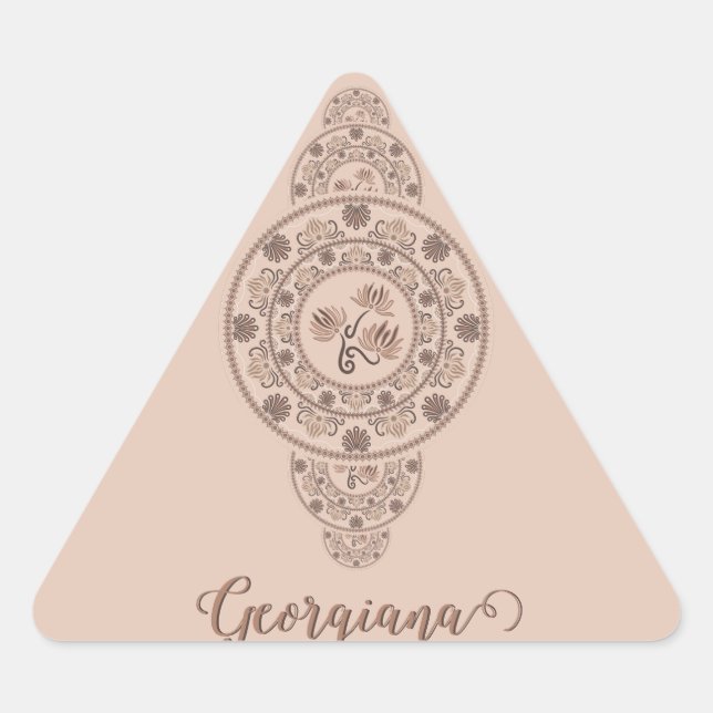 Pegatina Triangular Mocha Rococo Lotus Ornamentala personalizada (Anverso)