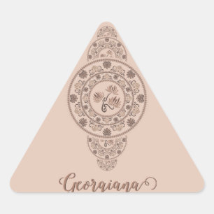 Pegatina Triangular Mocha Rococo Lotus Ornamentala personalizada