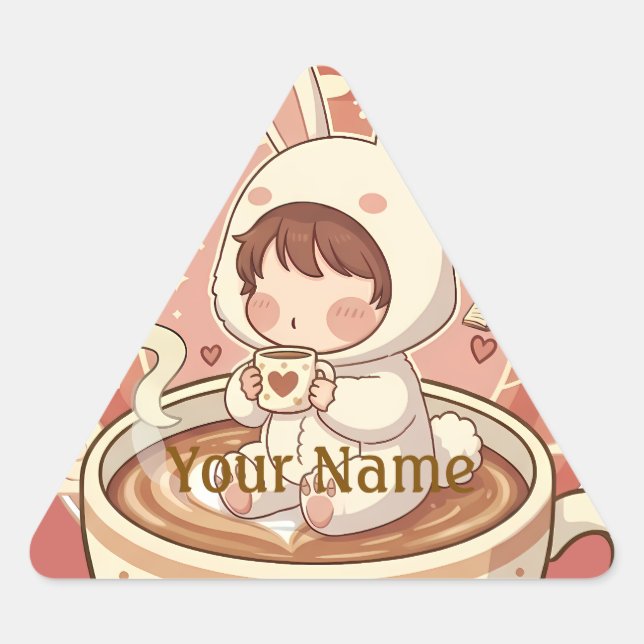 Pegatina Triangular Modern Rabbit Coffee Triangle Tech Decal (Anverso)