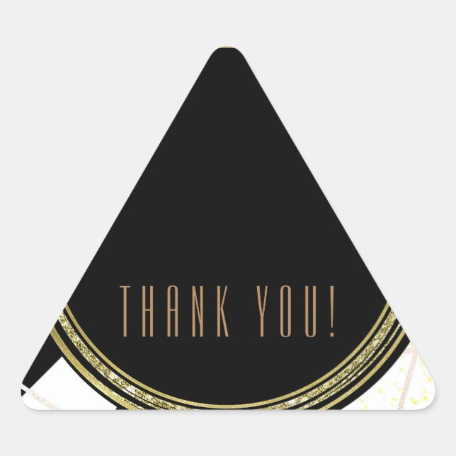 Pegatina Triangular Moderno Glam Deco Black White Gold Party Favor (Anverso)