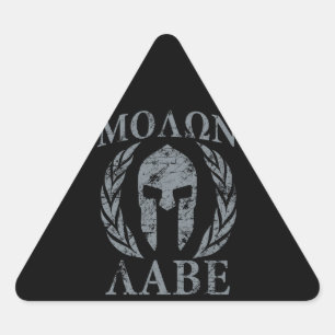 Pegatina Triangular Molon Labe Grunge Spartan Armor