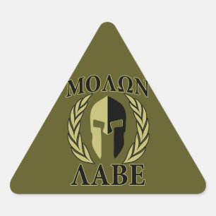 Pegatina Triangular Molon Labe Spartan Mask Laurelles Olive Green