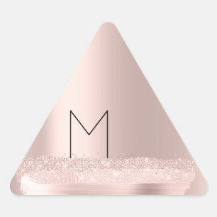 Pegatina Triangular Monogram Spark Rose  Rubor Iniciales Nombre Trazos