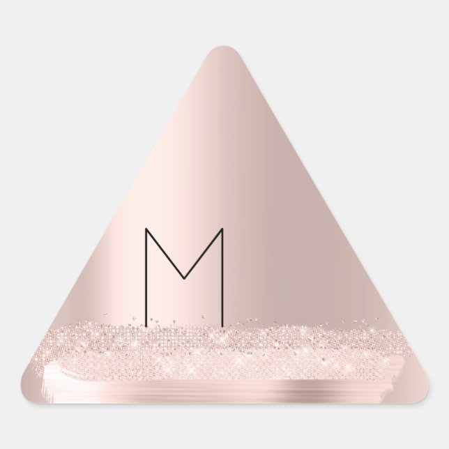 Pegatina Triangular Monogram Spark Rose  Rubor Iniciales Nombre Trazos (Anverso)