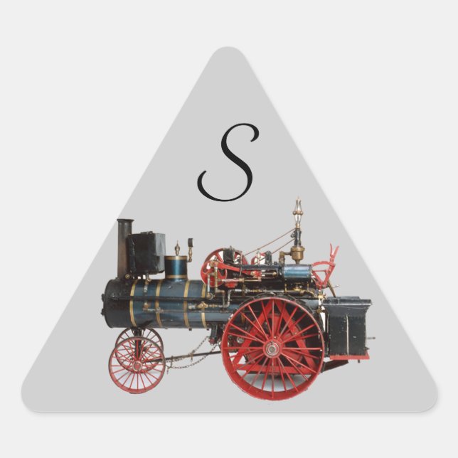 PEGATINA TRIANGULAR MONOGRAMA DE TRIÁNGULO DE VINTAJE LOCOMOTIVO DE VA (Anverso)
