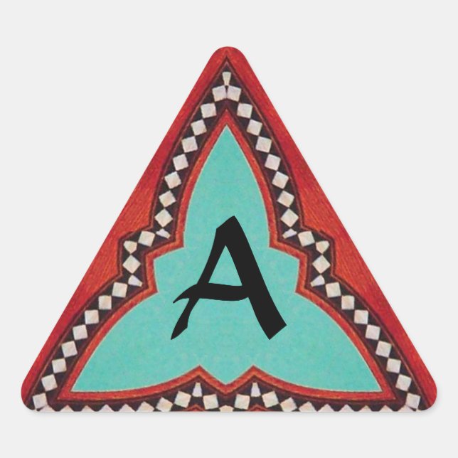 PEGATINA TRIANGULAR MONOGRAMA DE TRIÁNGULO GEOMÉTRICO ABSTRACTO DE AZU (Anverso)