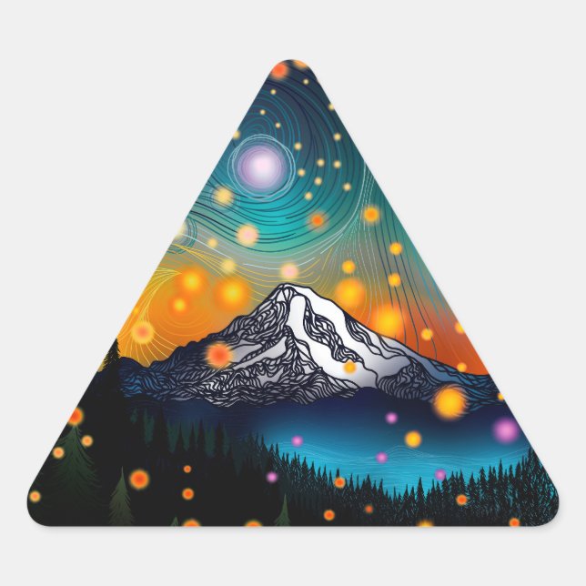 Pegatina Triangular Mt. Rainier Starry Sky (Anverso)