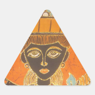 Pegatina Triangular Mujer africana con imagen de cesta