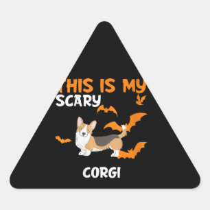 Pegatina Triangular Mujeres Corgi con traje de cola y cicatriz perezos