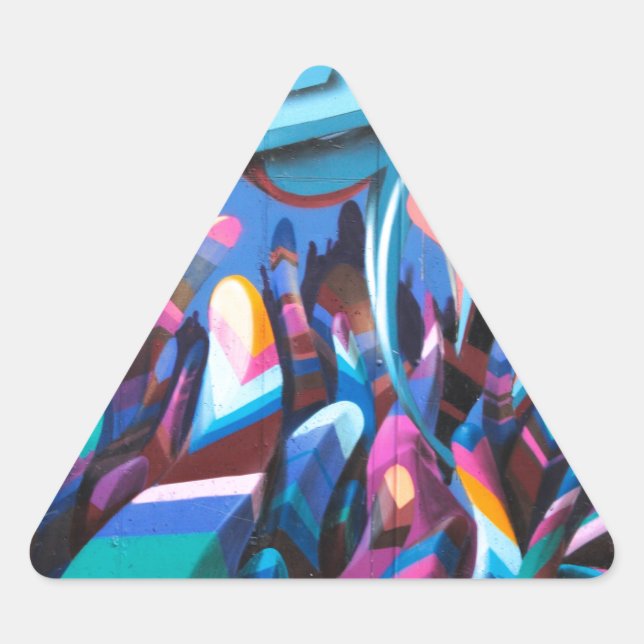 Pegatina Triangular Muro de grafitis geniales (Anverso)