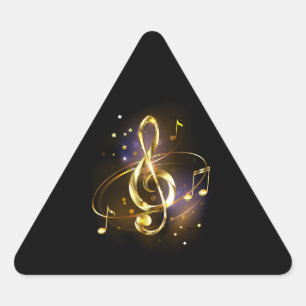 Pegatina Triangular Música de Triple Clave de Oro