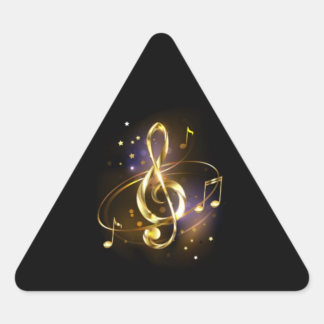 Pegatina Triangular Música de Triple Clave de Oro (Anverso)