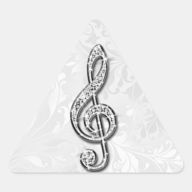 Pegatina Triangular Música Nota Floral Damask Diamante Impreso (Anverso)