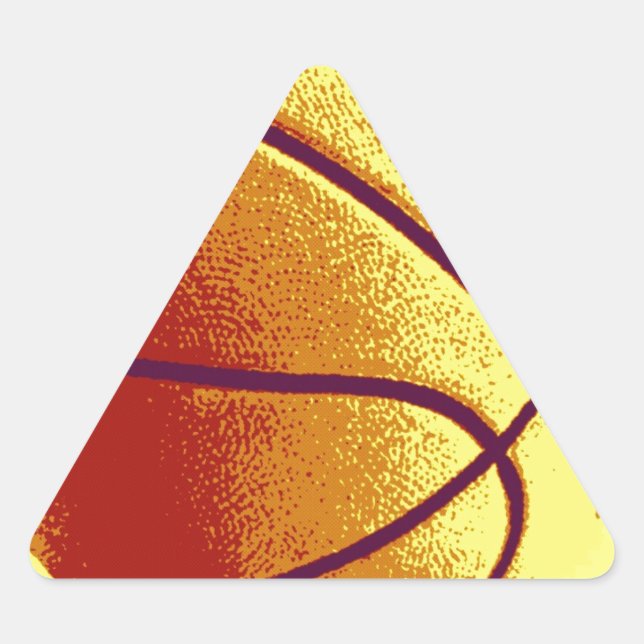 Pegatina Triangular Naranja amarillo Pop Art Basketball (Anverso)