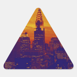 Pegatina Triangular Naranja azul Pop Art Nueva York