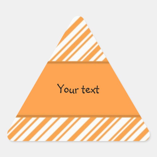 Pegatina Triangular Naranja moderno de moda y rayas blancas (Anverso)