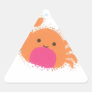 Pegatina Triangular Naranja Personalizado Cangrejo