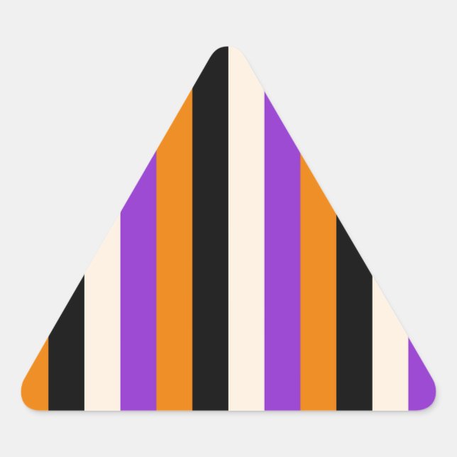 Pegatina Triangular Naranja Violeta Negro Raya Halloween (Anverso)